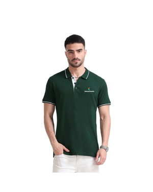 Greys&Blues Organic Polo Tshirt- Green with White Tipping